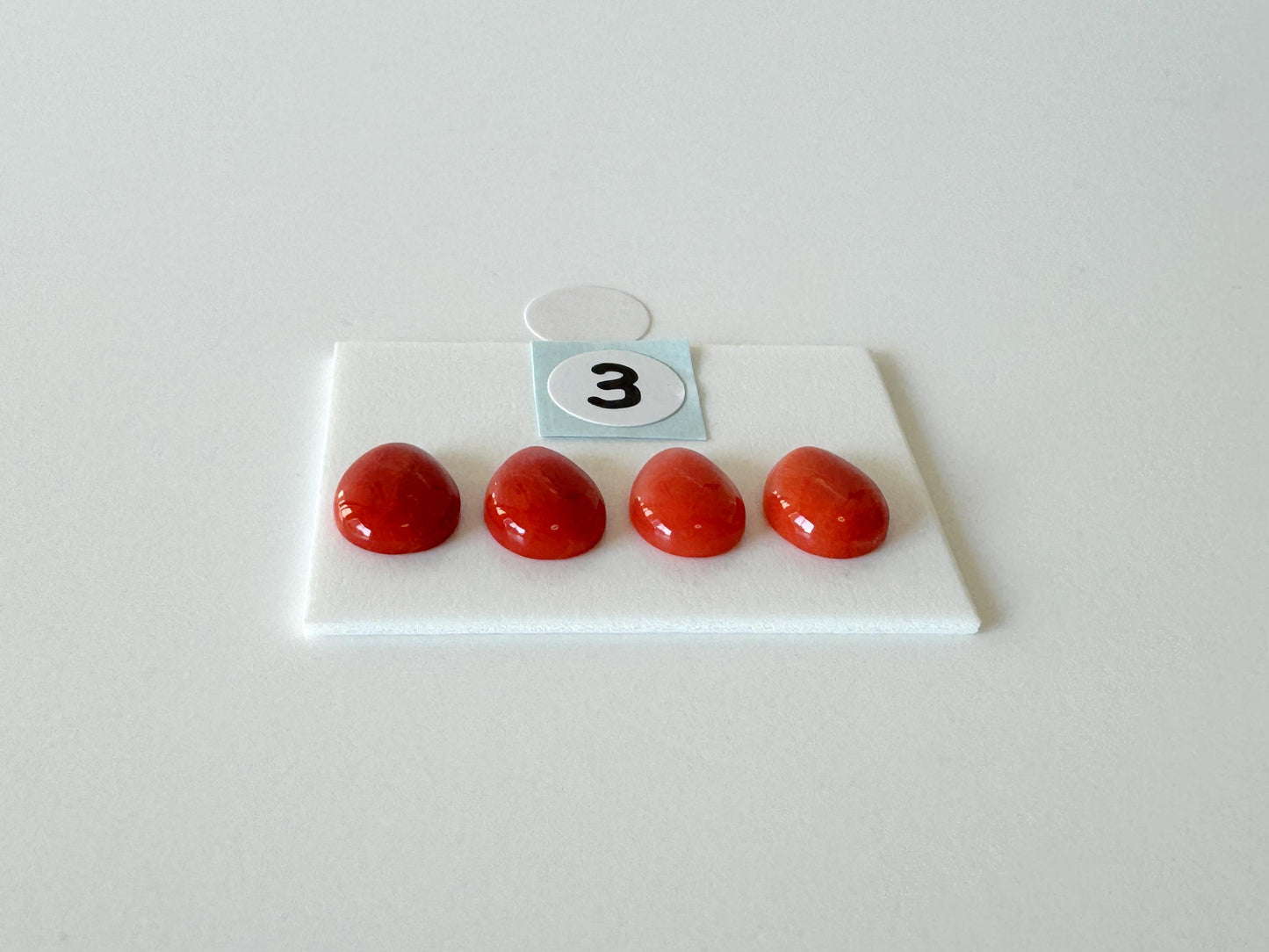 Value-priced, Natural red Mediterranean coral loose Pear shape cabochon for a set of 4pcs, For jewelry making, Natural color