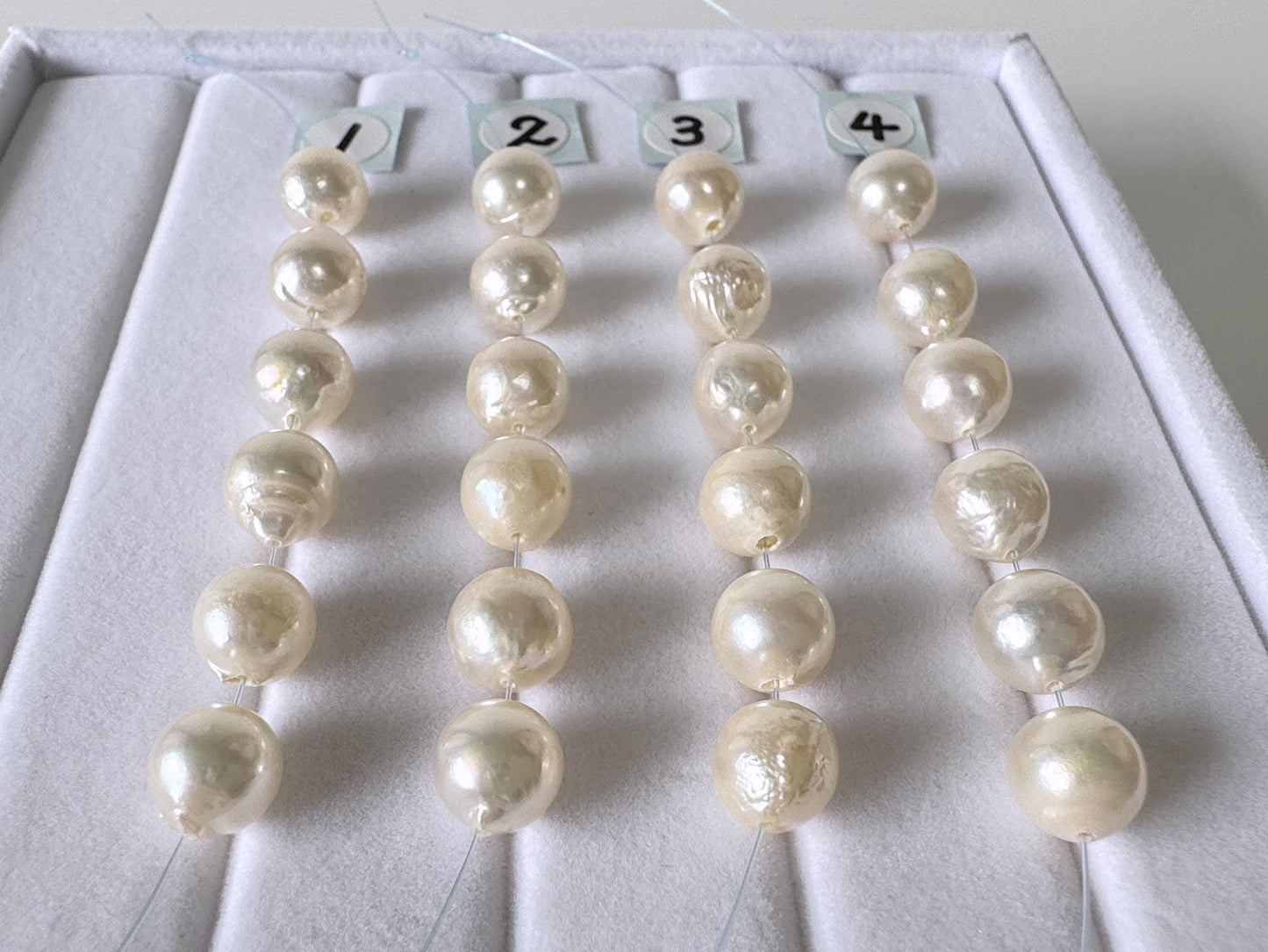 Japanese Akoya Pearl Beads: Cream White Semi-Round/Semi-baroque, 7-7.5mm, Short Strand | Cultured Saltwater, Genuine Gems, 6 Pieces
