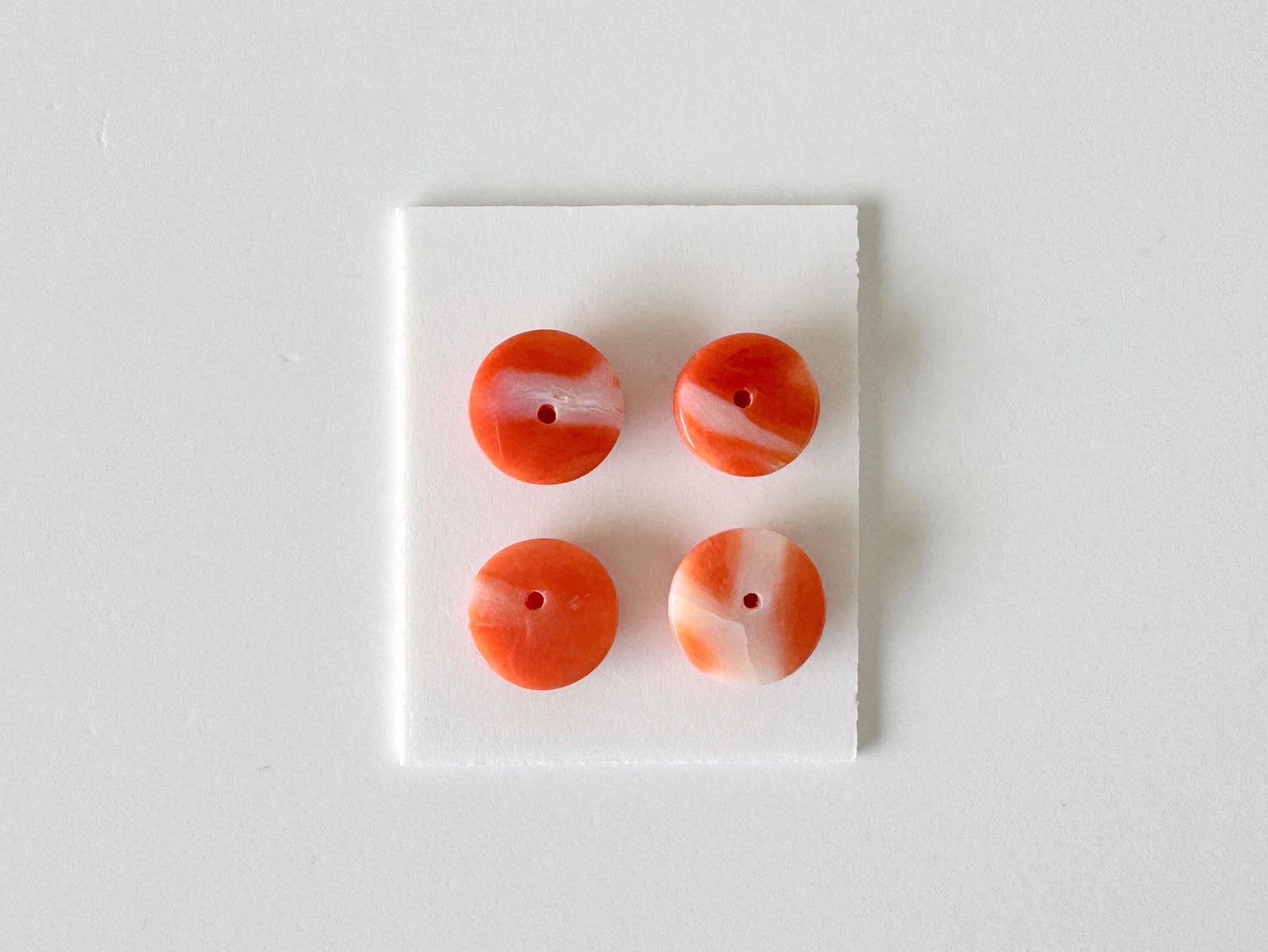 Momo Coral Round Cabochon, Japanese Orange Undyed, 4-Piece Set | 7.8-8.4Mm | Flat-Back
