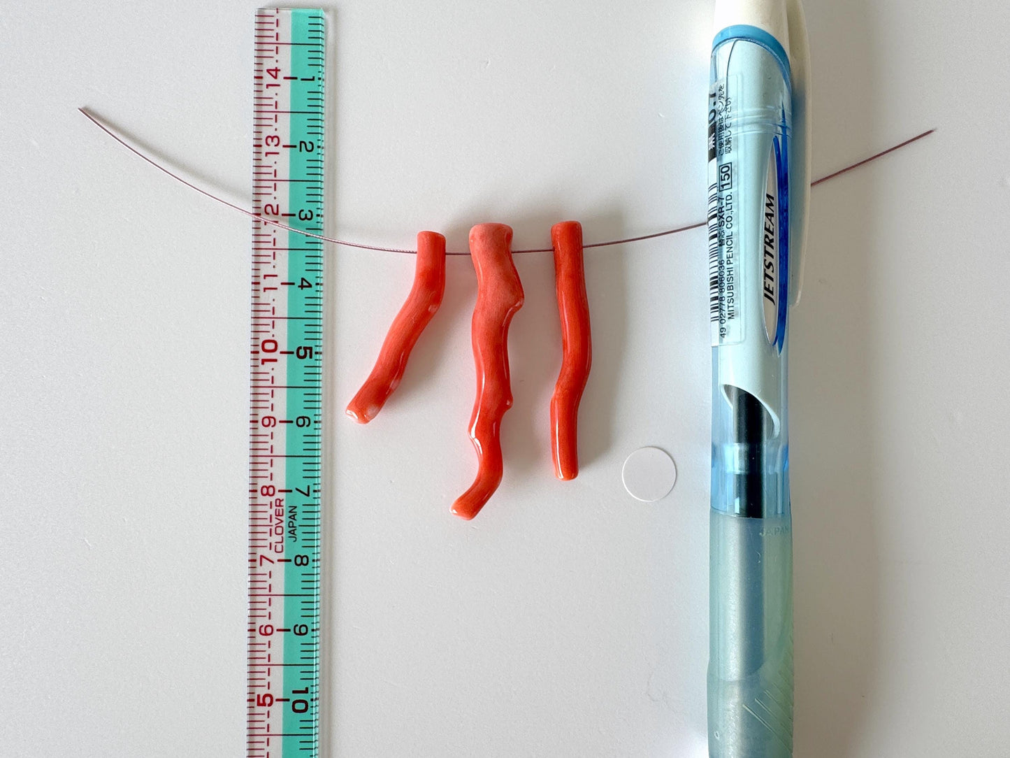 Natural Japanese Momo Coral branches, Set of 3pcs, Natural Orange Color, Side Full-Hole, Genuine Precious Coral, for Jewelry Making