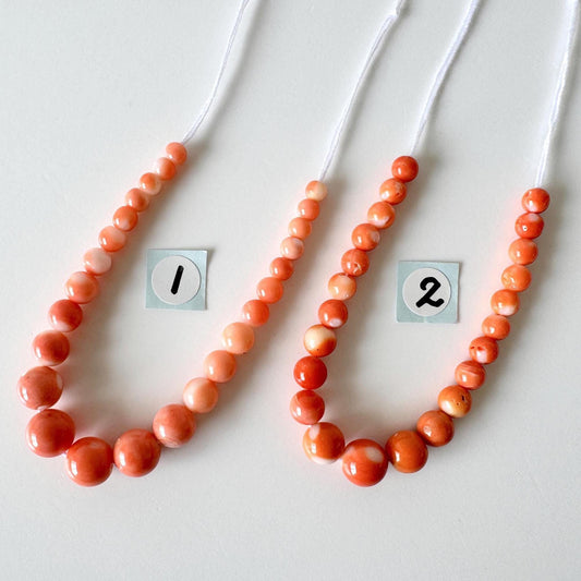 Natural Momo Coral Short Strand Beads, Orange/White Color Coral Beads, 11-12cm, Genuine Japanese Coral Beading Parts