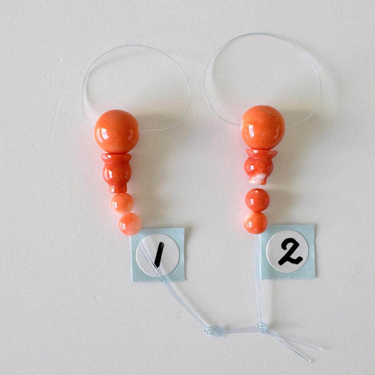 Momo Coral Beads Natural Guru, Three Hole T Beads & Cone, Orange Hue (7.6-7.9mm Diameter, Genuine Coral, Jewelry Crafting)