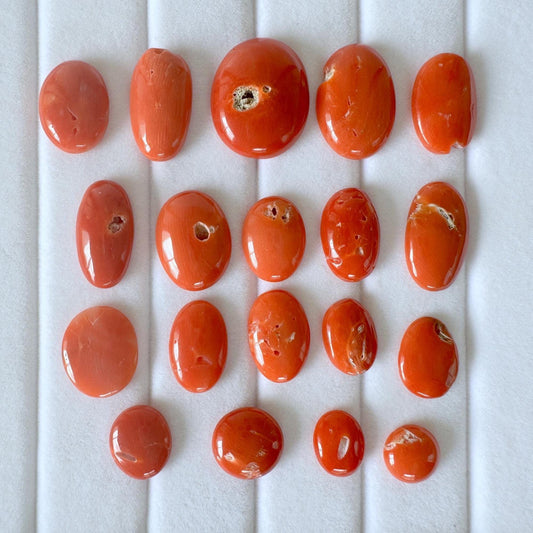 Natural red Mediterranean coral loose cabochon, For jewelry making, Natural color, Value Priced Pack for Defects
