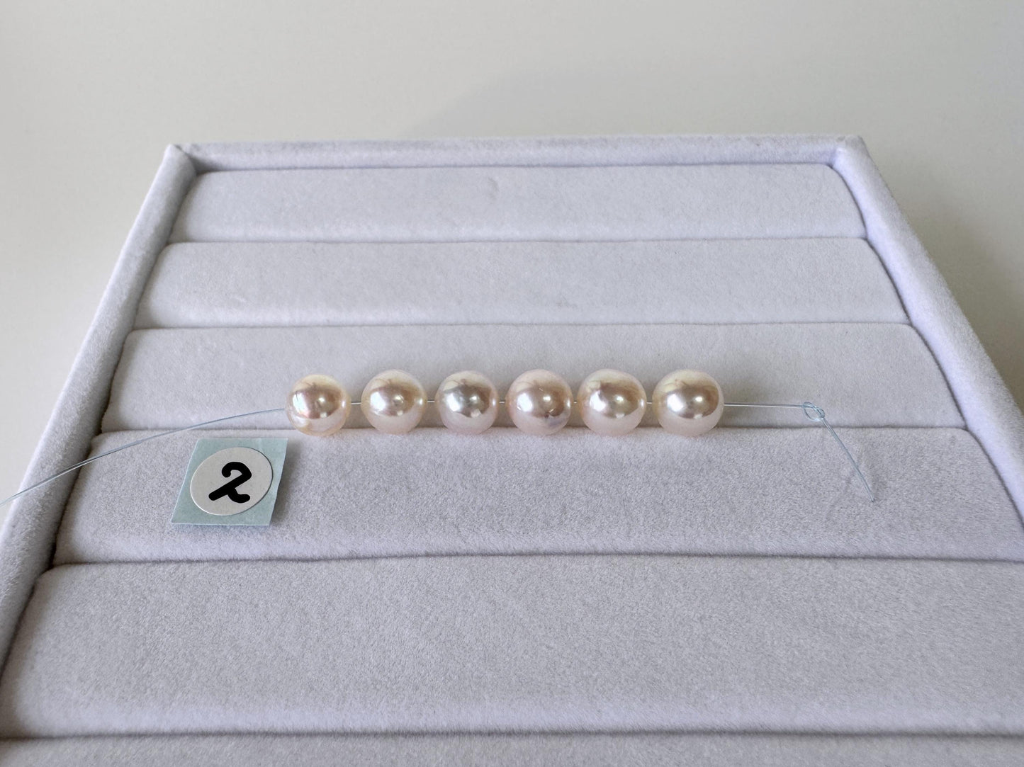 Japanese White/Pink Akoya Pearl Beads, 6.5-7mm, Mini Strand, Short Strand, 6 Pieces, Genuine Akoya Pearl, Cultured in Sea Water