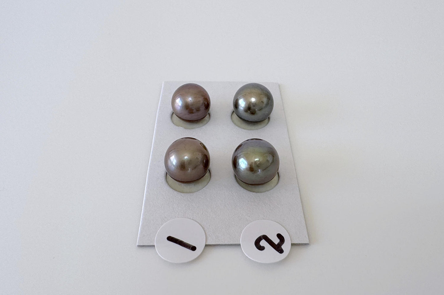 Japanese Black/Peacock Black Akoya Pearl 8-8.5mm, Half-Drilled Round loose, Price per pair, Salt water pearl