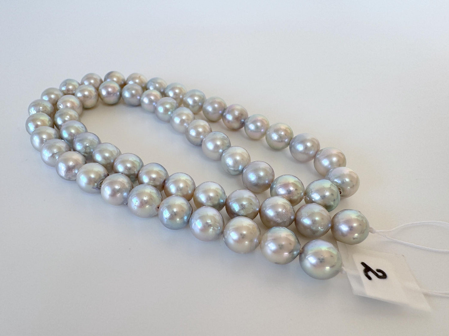 Akoya Pearl Strand - 7.5-8mm Japanese Cultured Pearls, Natural Blue Silver, 40cm