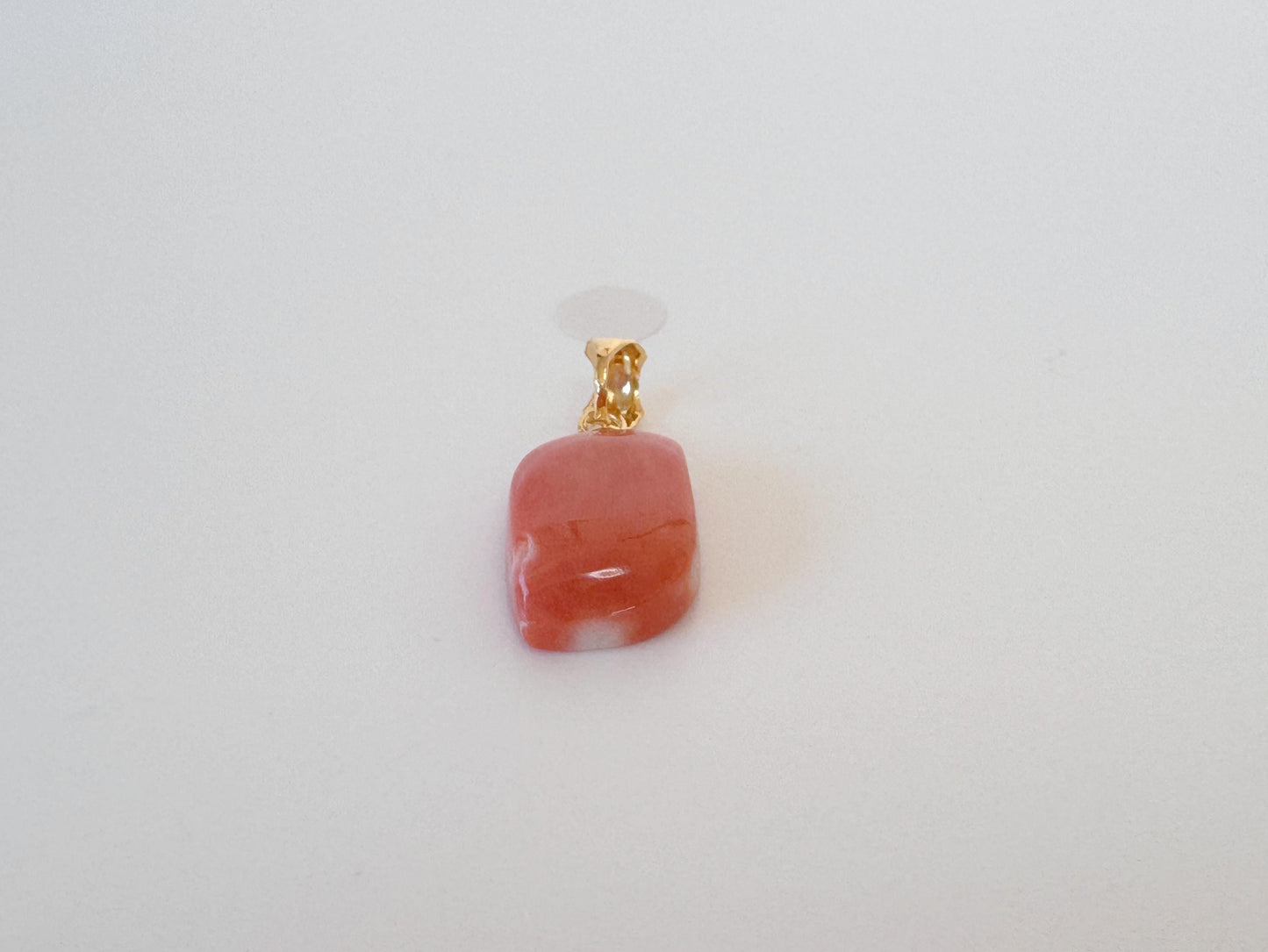 Natural Momo Coral Pendant: Japanese Orange Coral, Gold-Plated Silver Bail