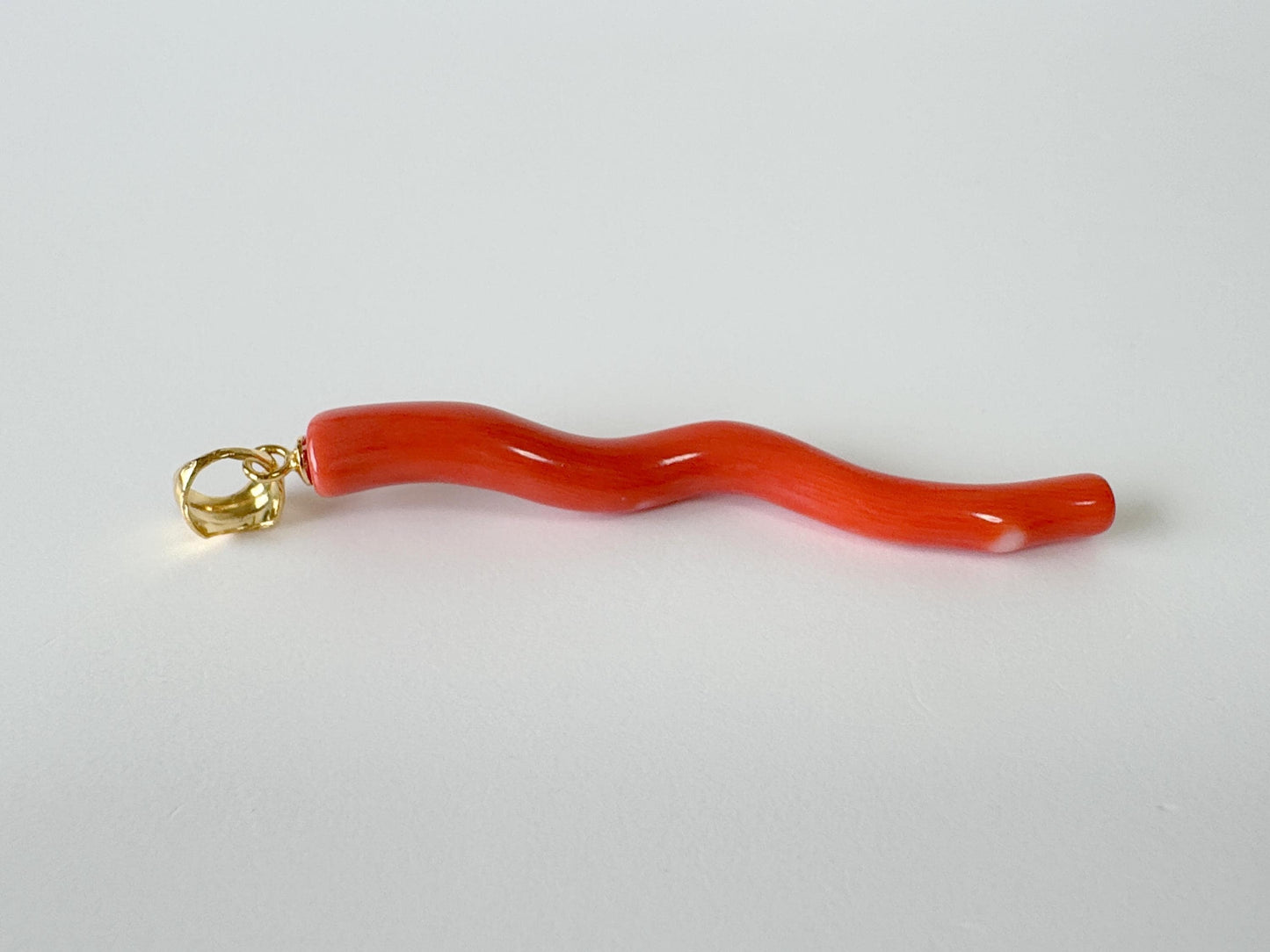 Natural  Momo coral branch pendant, 46mm, Natural Japanese Orange color coral branch pendant, Silver (Gold-Plated) bail