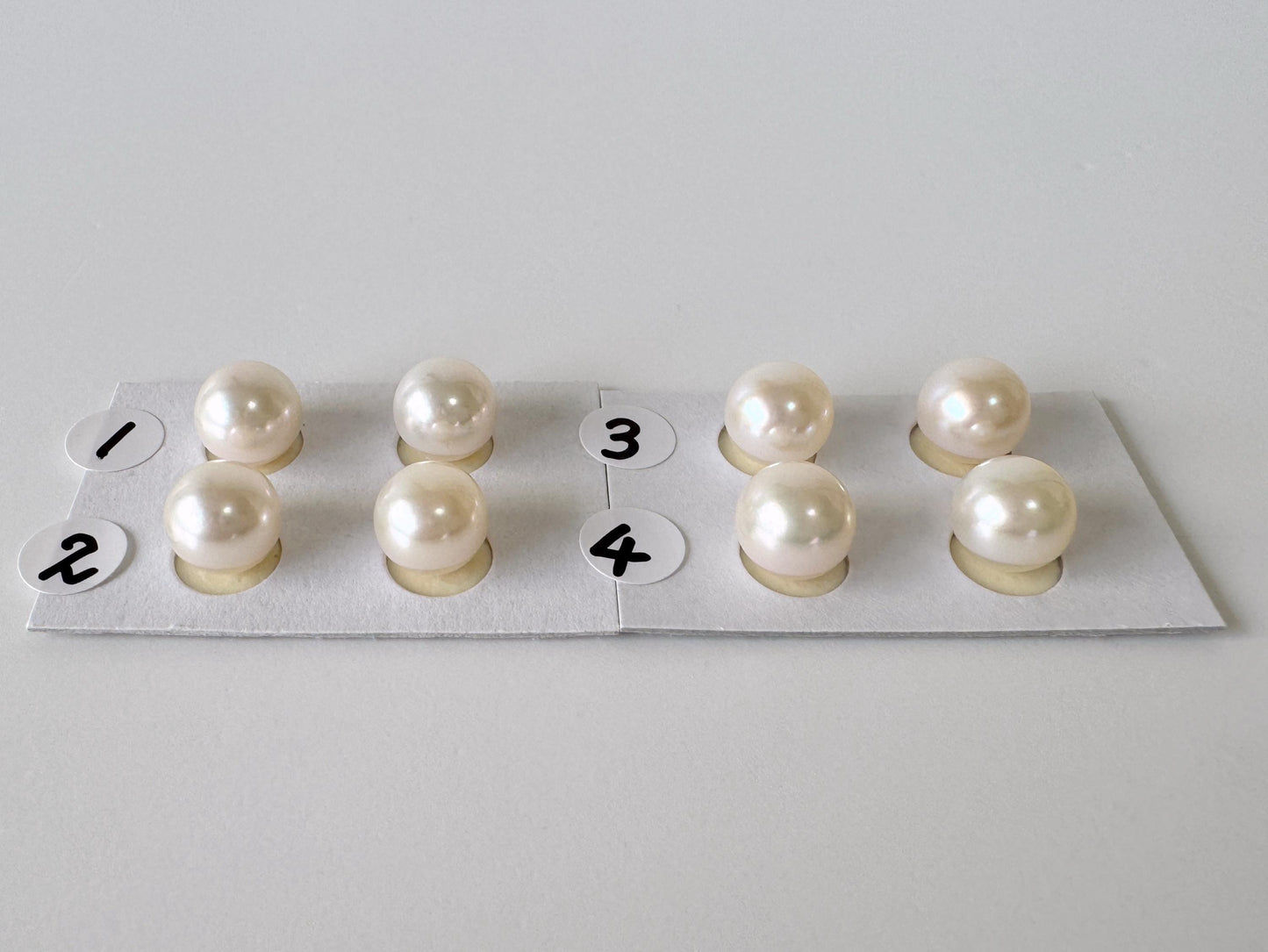 Japanese White Akoya Cultured Pearl 8.5-9mm, Genuine Akoya Pearl, Half-Drilled Round loose, Price per Pair, Salt water pearl