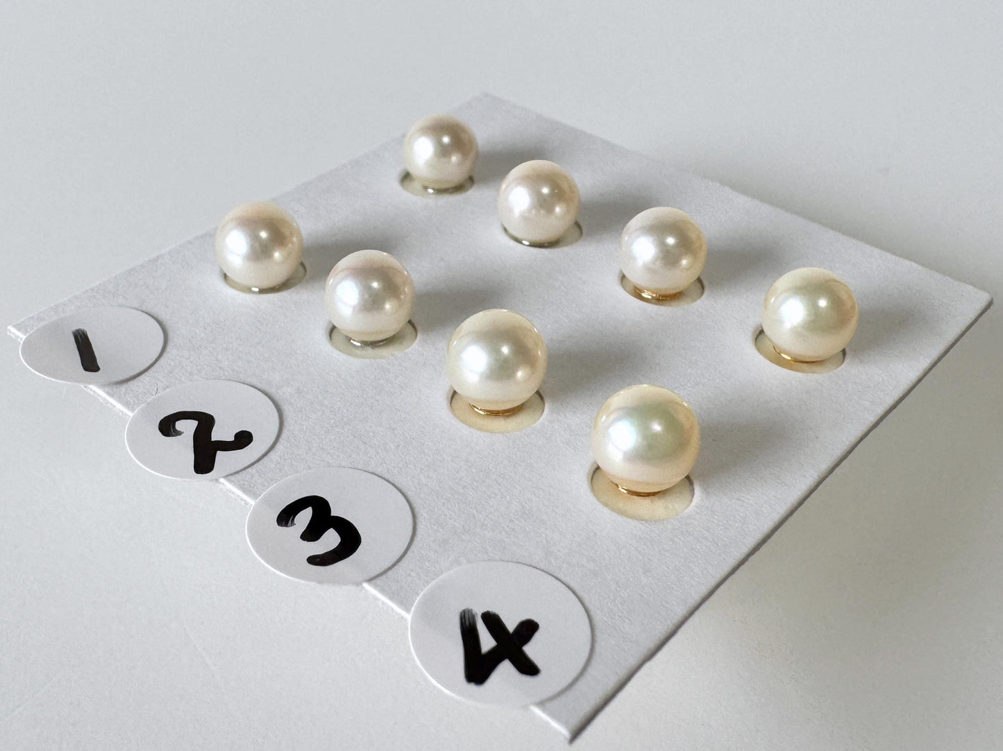 Akoya Pearl Stud Earrings: White/Off-White 5-5.5mm Pearls - Japanese Cultured, Silver 925, Saltwater Origin
