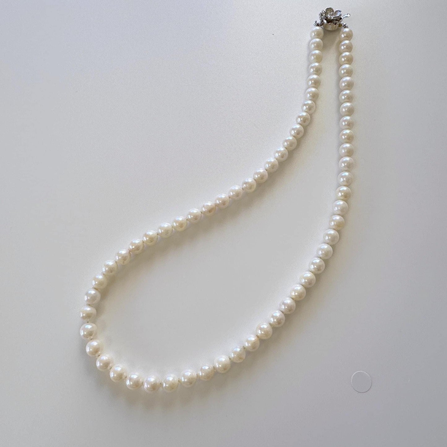 6.5-7mm Japanese Akoya Pearl Necklace with Silver Clasp, Genuine Akoya Pearl Beads Necklace, 45cm, 17.7in, Cultured Salt water pearl