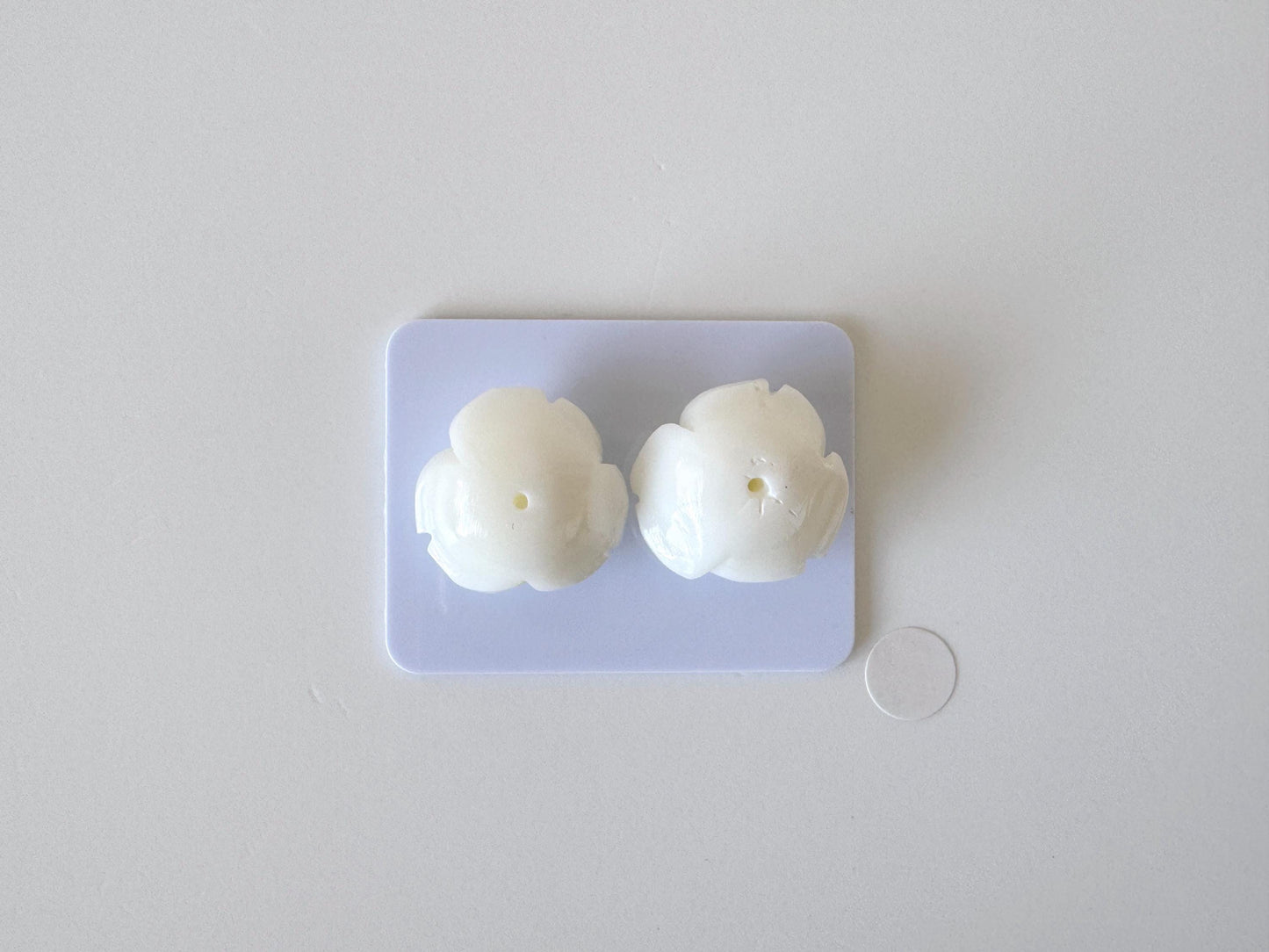 Natural White Coral Rose Loose Pair, 17mm, White Color Rose, Natural Color Coral Rose, Price per Pair, Genuine Precious Coral