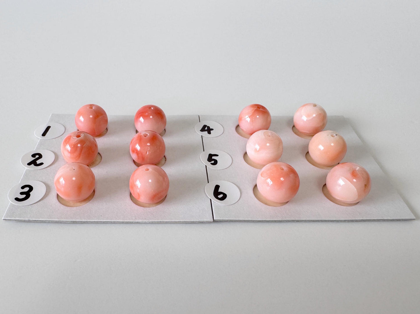 Deep Sea Coral Beads Natural Loose Pair, Pink Orange Round (8.5-9mm, Half Drilled Hole, Jewelry Supplies)