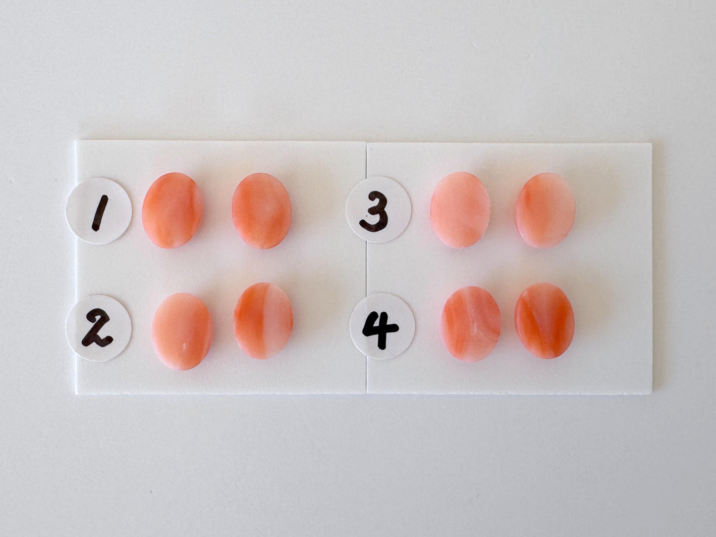 Deep Sea Coral Cabochons: Natural Orange Pink Oval Pair - Genuine Coral, 9x7mm Size, Jewelry Craft Supplies