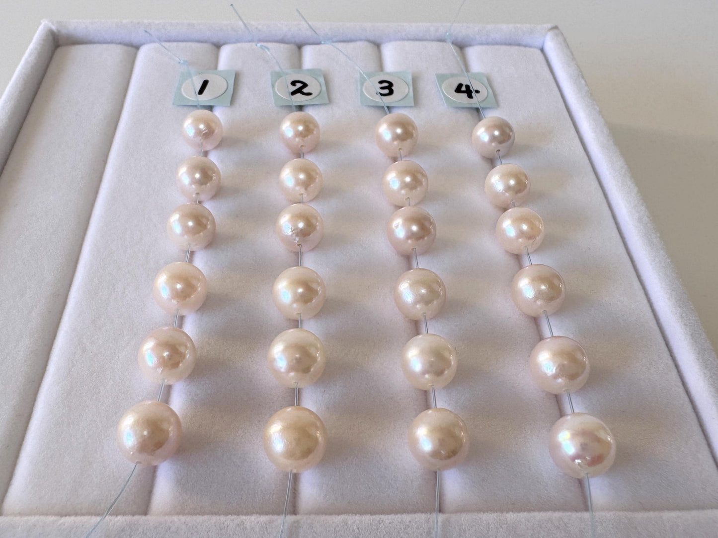 Akoya Pearl Beads: White/Pink Japanese Cultured Pearls, 6.5-7mm, 6 Pieces