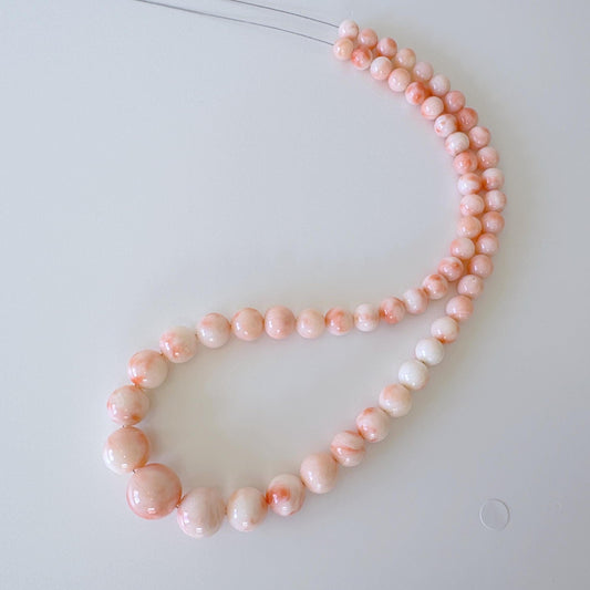 Natural Deep Sea Coral 6.8 - 13.8mm Round Beads Strand, Genuine Natural Pink/Orange/White Color Coral, 45cm, 17.7", For Jewelry Making