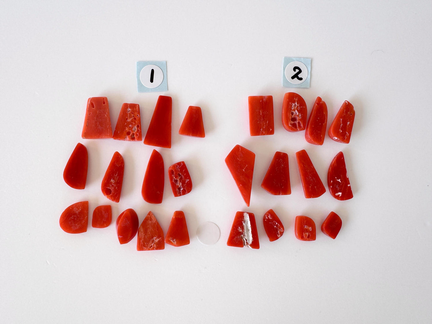 Red Mediterranean Coral Unique Shaped Cabochons: Jewelry Making Supplies (12-13pcs)