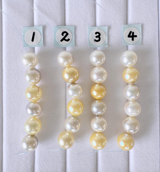 Japanese Akoya Pearl Beads: Natural Blue Silver Yellow - Cultured Saltwater Pearls, 7.5-8mm, Mini Strand Craft Supplies, 6 Pcs Strand