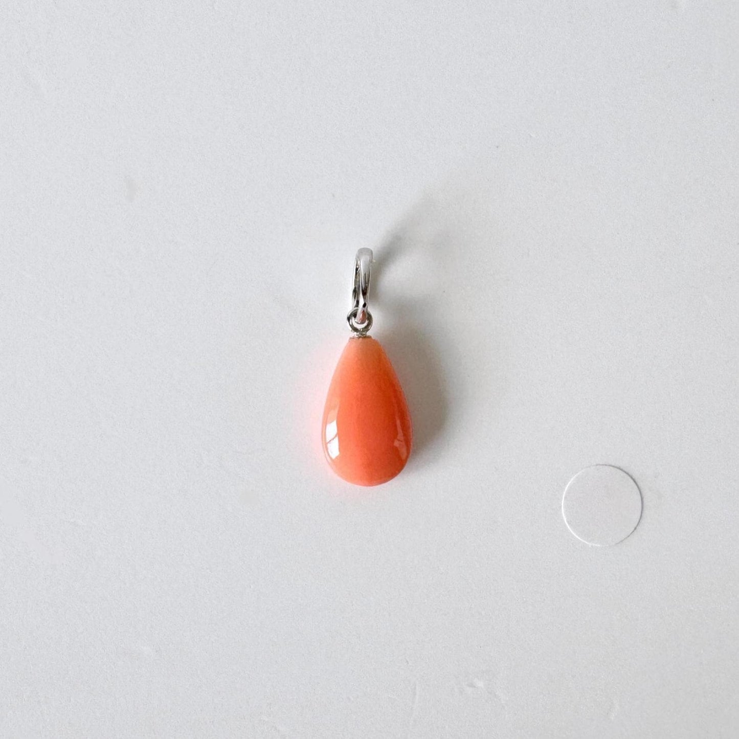 Coral Pendant Pear Shaped Natural Deep Sea Coral: Pink-Orange Tones, Silver Bail (14x8.8mm, Jewelry)