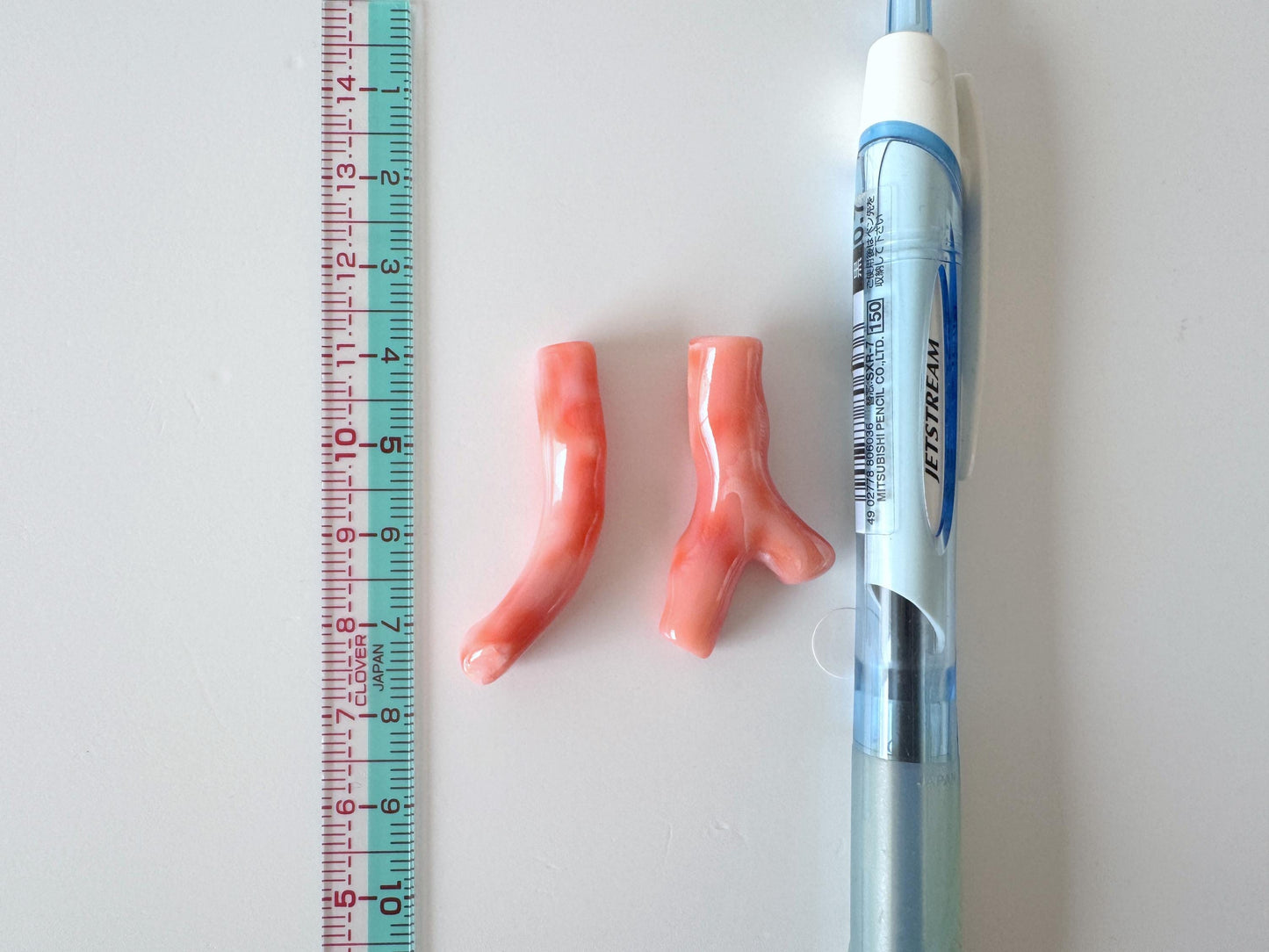 Natural Coral Branch Set Jewelry Supplies, Pink Orange Deep Sea Coral (35-38mm, Hole Drilled On Top, Set of 2 Pieces)