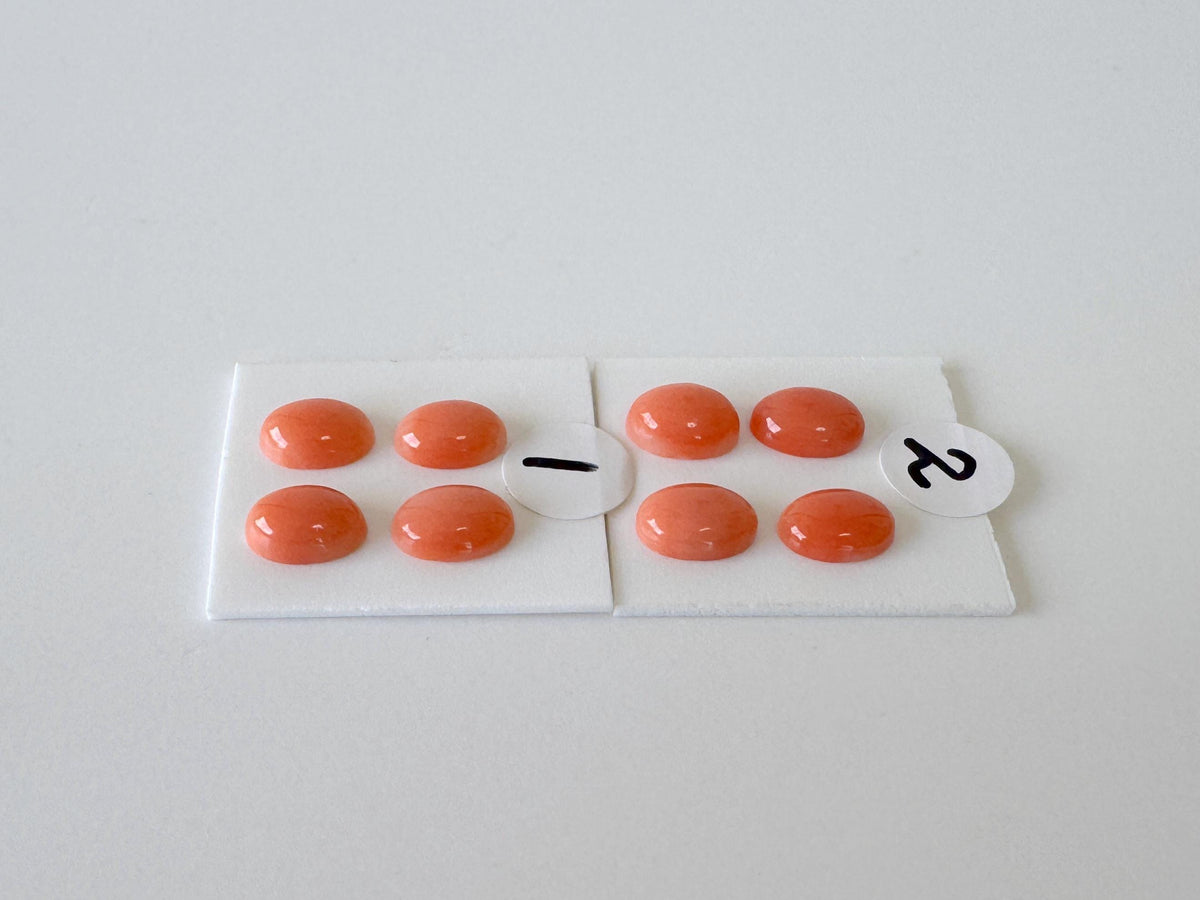 Deep Sea Coral Cabochons Natural Pink Orange Ovals, 7x5mm (Set of 4, Real Coral, Jewelry Supplies)