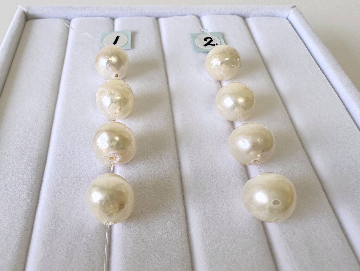 Japanese Akoya Pearl Beads: Cream White Semi-Baroque Cultured Pearls (9.5-9.9mm, Mini Strand, 4 Pieces, Genuine)