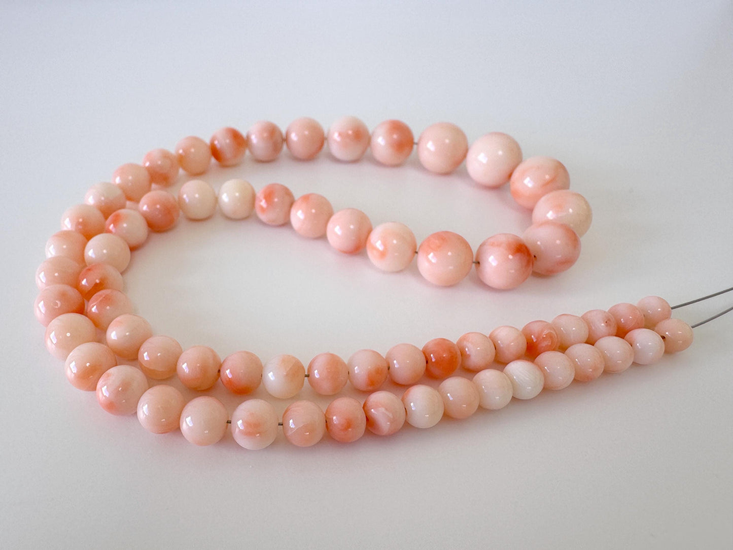 Natural Coral Beads - Genuine Deep Sea Coral Strand | Pink Orange Round Beads 4.7-10.5mm 15.9in