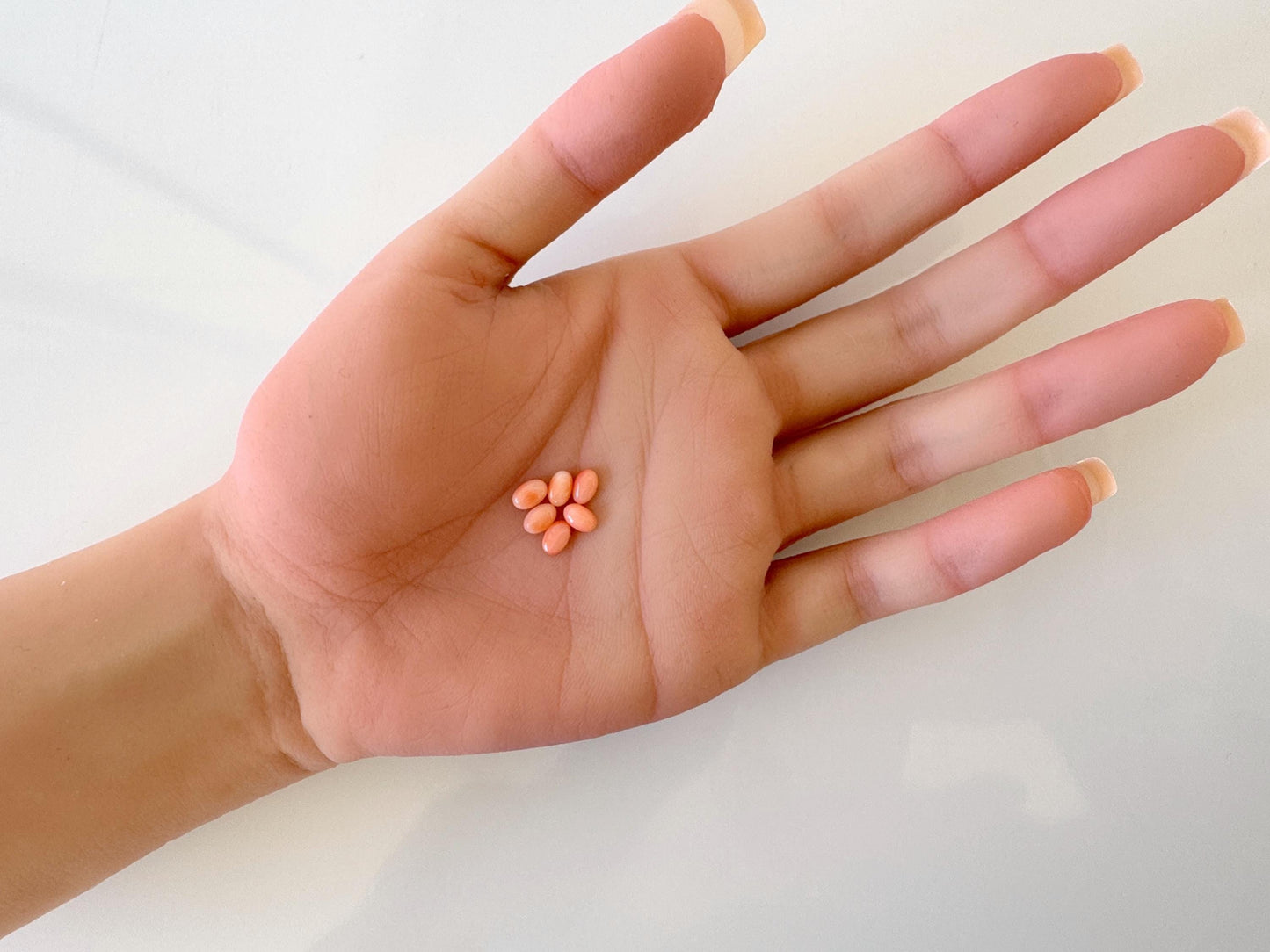 Deep Sea Coral Cabochons: Natural Pink Orange Oval - 6x4mm Gemstones, Set of 6, Jewelry Making Supplies