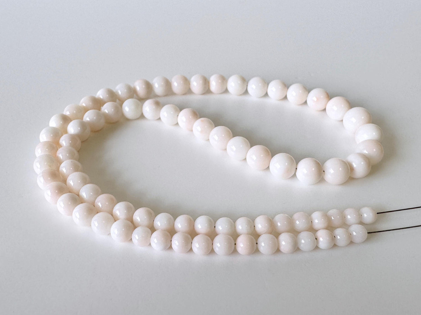 Natural Coral Strand - Deep Sea Midway White Round Beads - 4-8mm Size, 16in Length, Jewelry Making Supplies