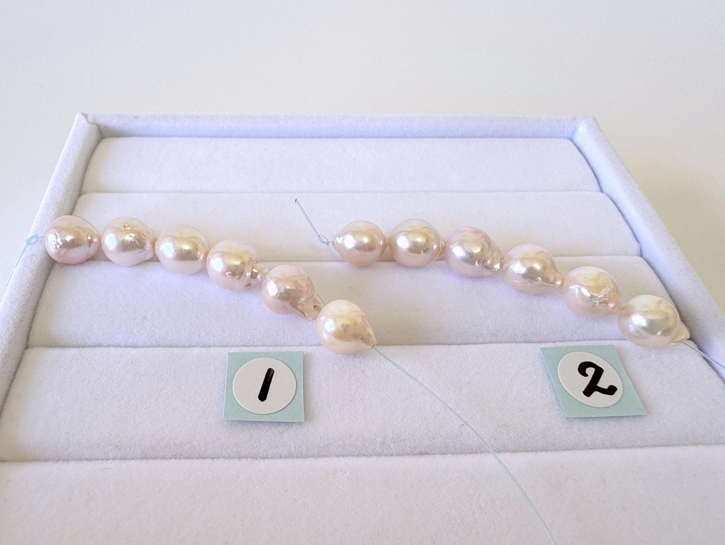 Japanese Akoya Pearl Beads: Baroque Cultured Saltwater Pearls, 7-7.5mm Mini Strand of 6 Pieces (White Pink Overtone, Craft Supplies)