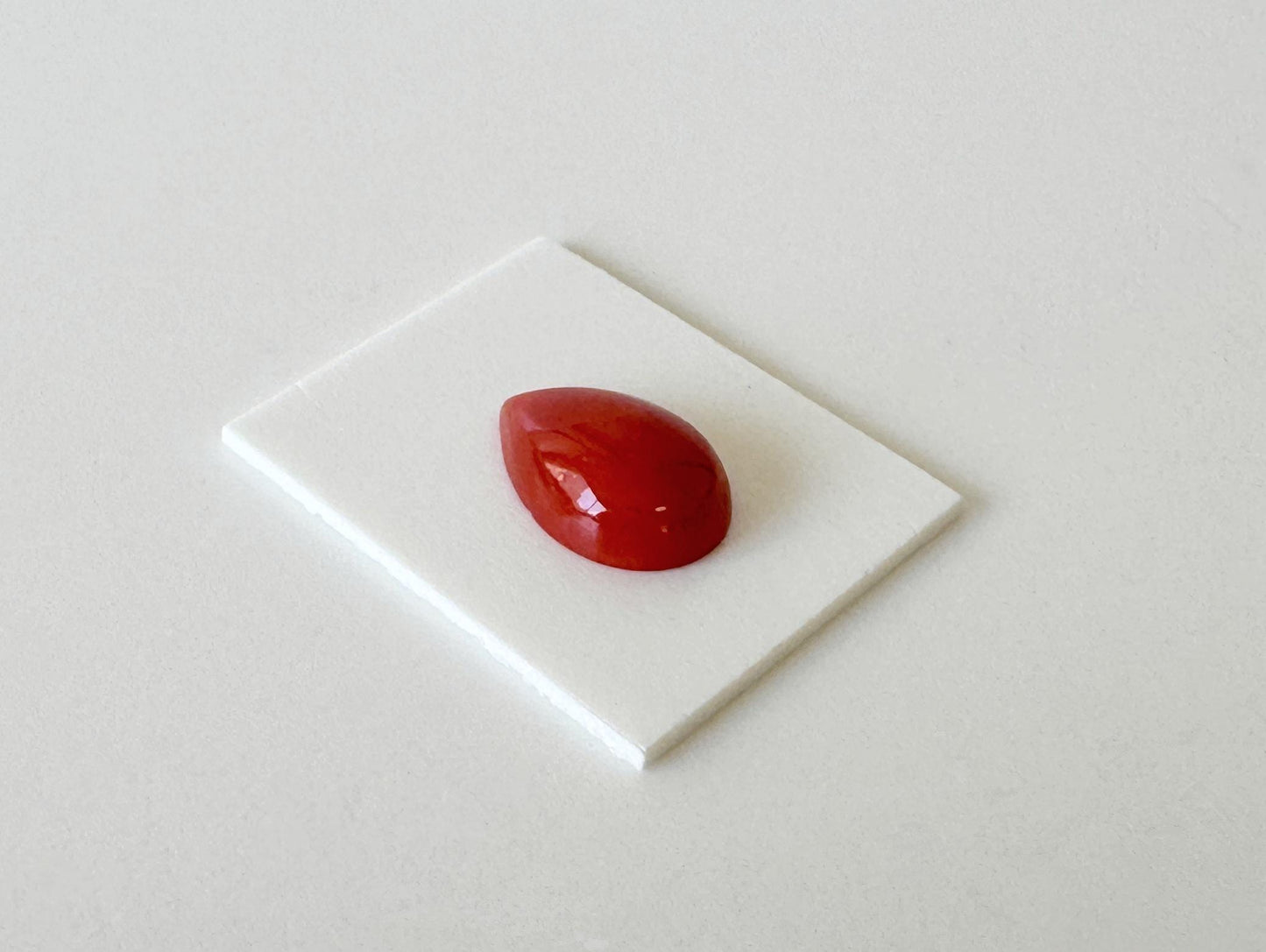 Red Coral Cabochon, Japanese Aka Coral Pear Gemstone Loose | 11.7X8.2Mm | Jewelry Making Supplies, Drilled Back
