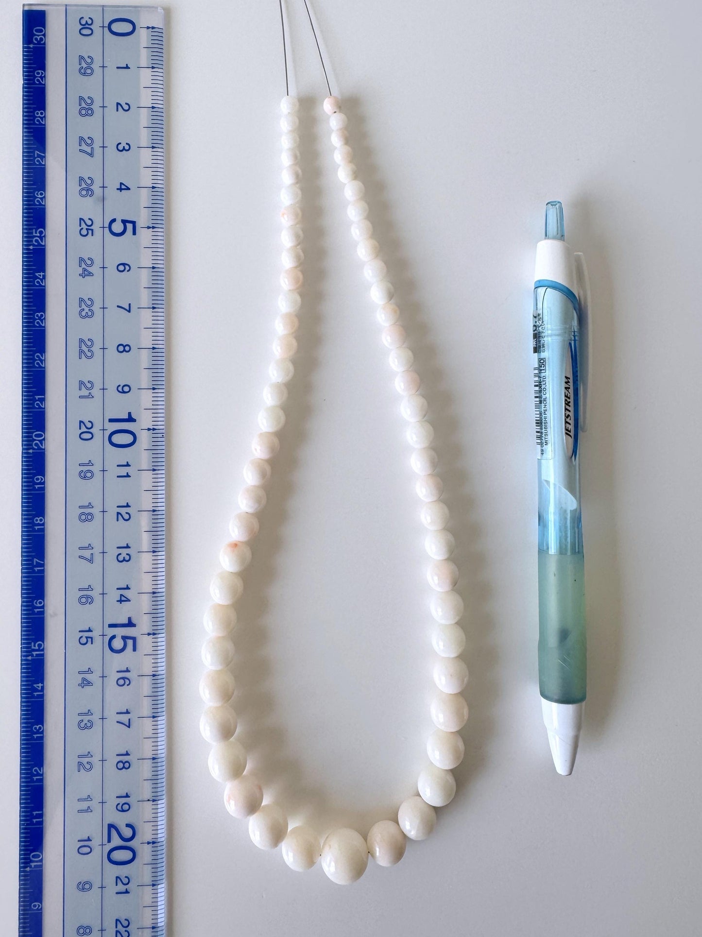 Natural Coral Strand Beads: Midway Deep Sea White/Very Slightly Light Pink - Round Shape, 4.5-11.5mm, 40cm Length, Jewelry Making
