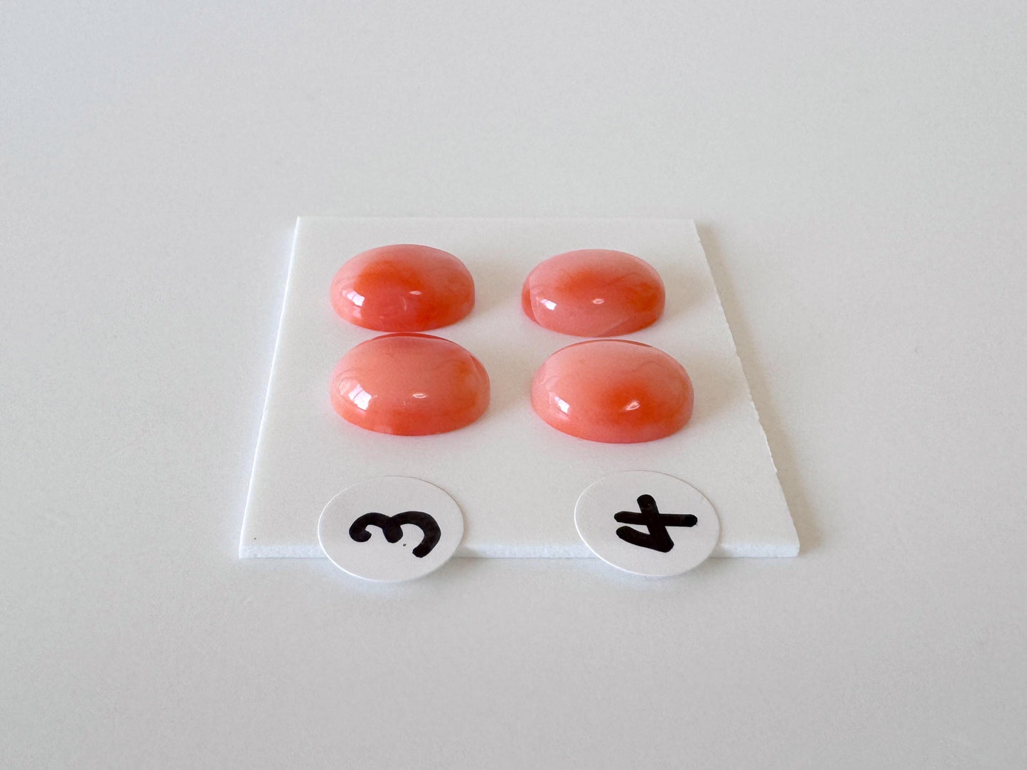 Deep Sea Coral Oval Cabochons Natural Pair, Orange Pink Shades (10x8mm, Undrilled, Genuine Coral Gems)