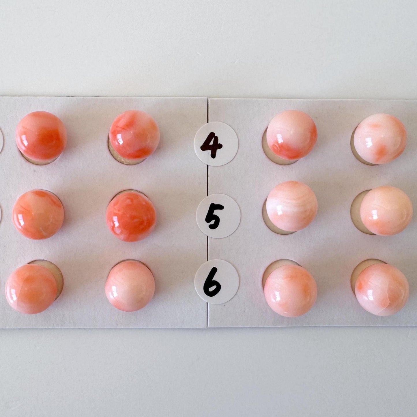 Deep Sea Coral Beads Natural Loose Pair, Pink Orange Round (8.5-9mm, Half Drilled Hole, Jewelry Supplies)