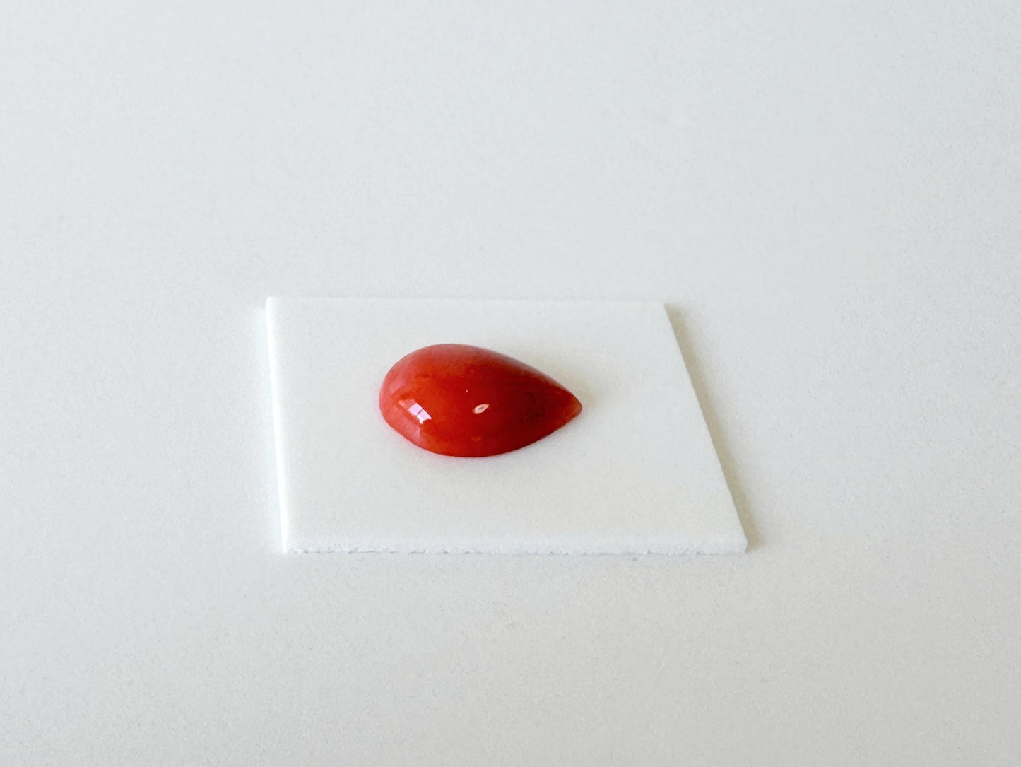 Red Coral Cabochon, Japanese Aka Coral Pear Shape Gemstone | Natural | 11.7X8.3Mm | Jewelry Making, Drilled Back