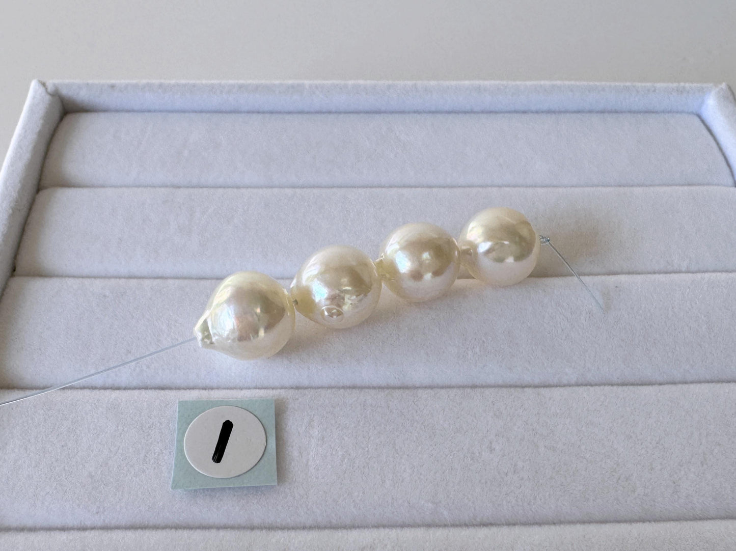 Japanese Akoya Pearl Beads - Cream White Semi-Baroque, 9-9.5mm Mini Strand, 4 Pcs - Cultured Saltwater Pearls, Genuine Craft Supplies