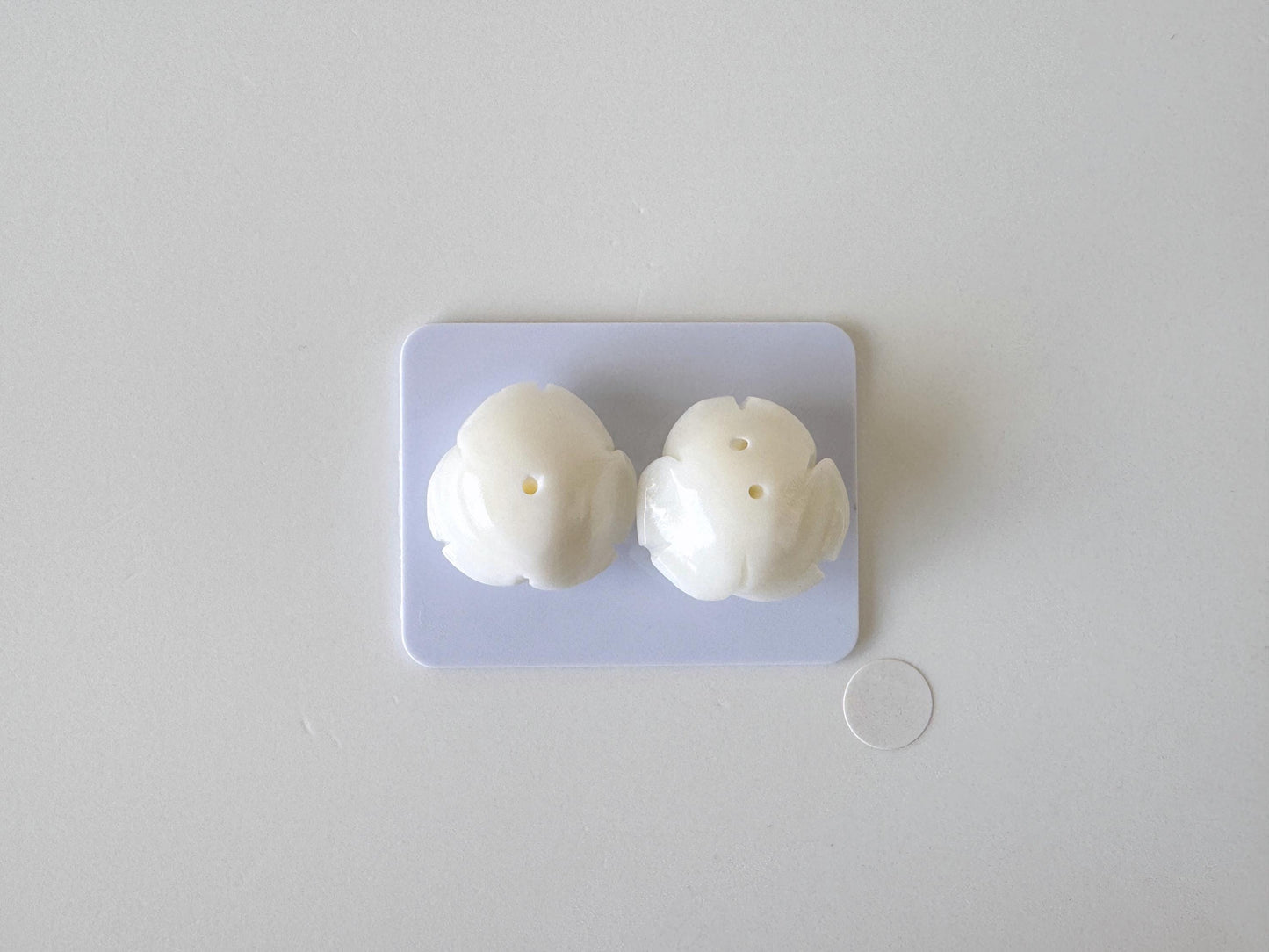Natural White Coral Rose Loose Pair, 17mm, White Color Rose, Natural Color Coral Rose, Price per Pair, Genuine Precious Coral