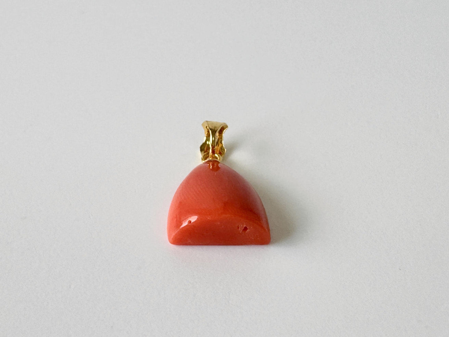 Orange Momo Coral Pendant - Natural Unique Shape Coral Jewelry - Silver Bail (Gold-Plated), Genuine Material, 13.4x13.7mm