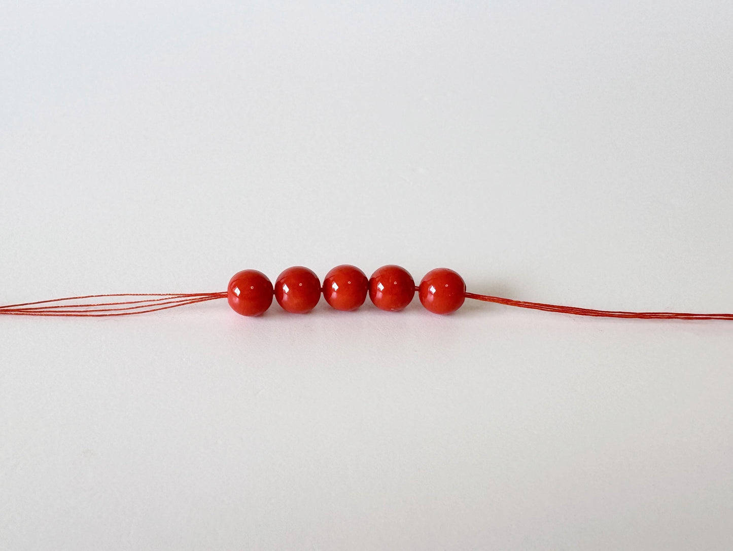 Natural Coral Loose, Mediterranean Red Round Beads | Genuine Beading Parts | 5.8-5.9Mm | 5 Pc