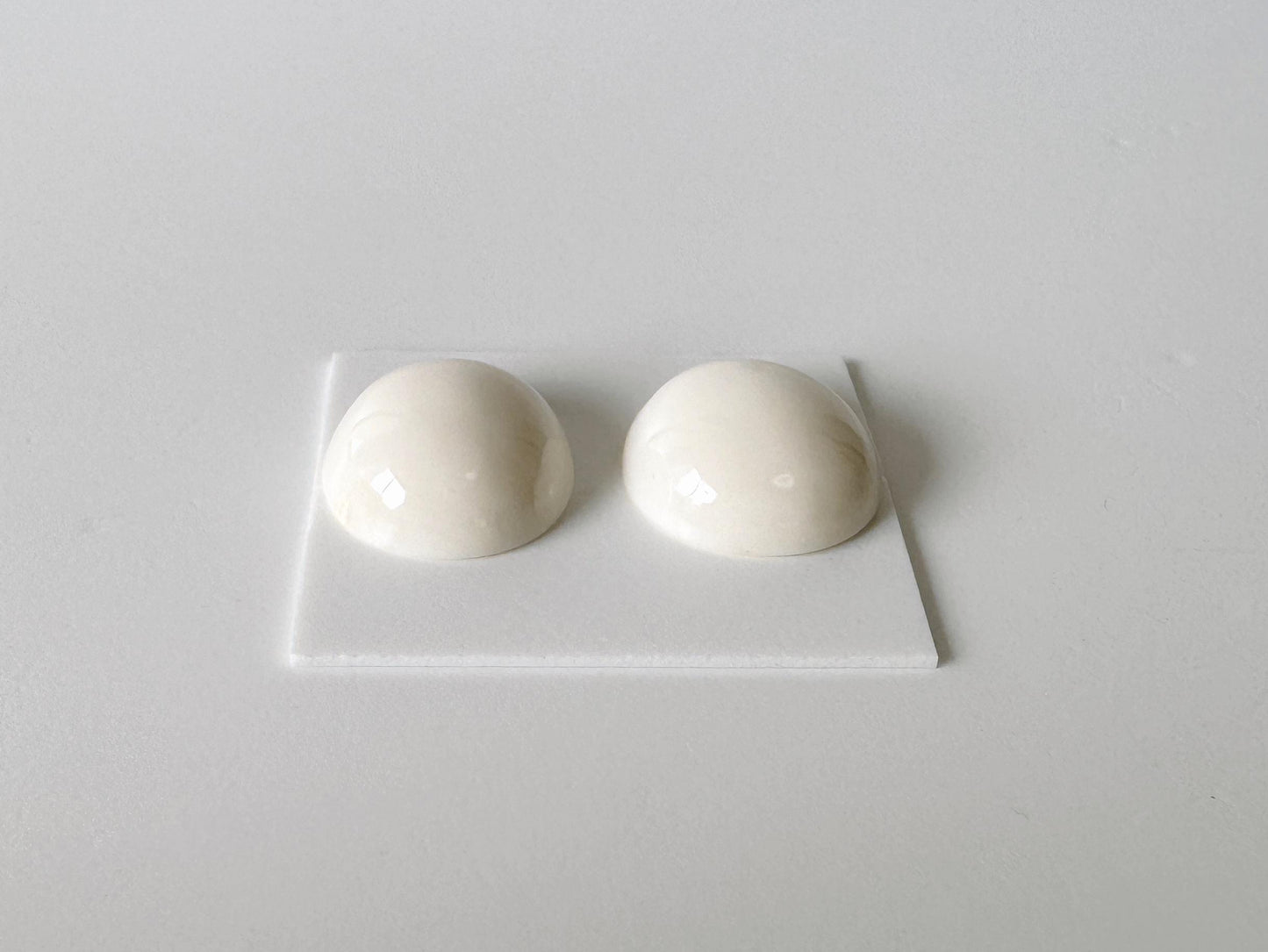 Natural White Coral Round Cabochon Pair: 17mm Diameter, Deep Sea Origin | Real Coral, Half-Drilled, Jewelry Making Supplies