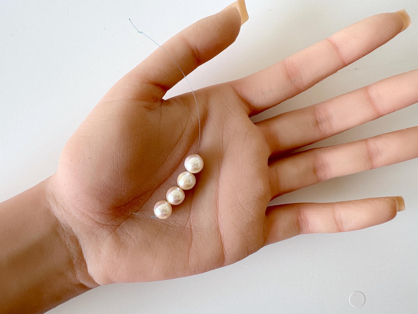 Japanese White Akoya Pearl Beads, 7.5-8mm, Mini Strand, Short Strand, 4 Pieces, Genuine Akoya Pearl, Cultured in Sea Water