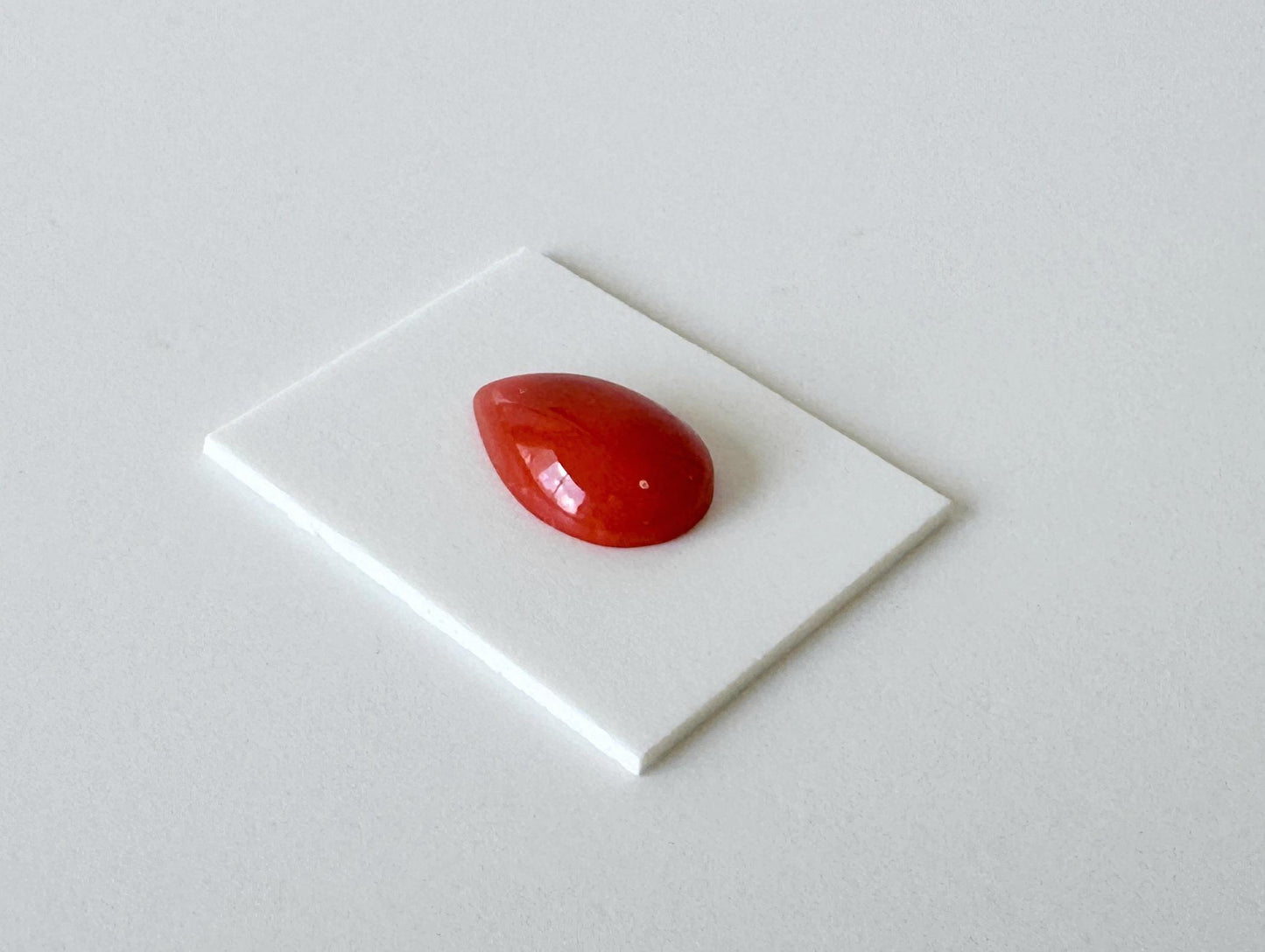 Japanese Red Coral Cabochon | Pear Shape Gemstone | Natural Loose Aka Coral, 11.8X8.3Mm, Drilled Back