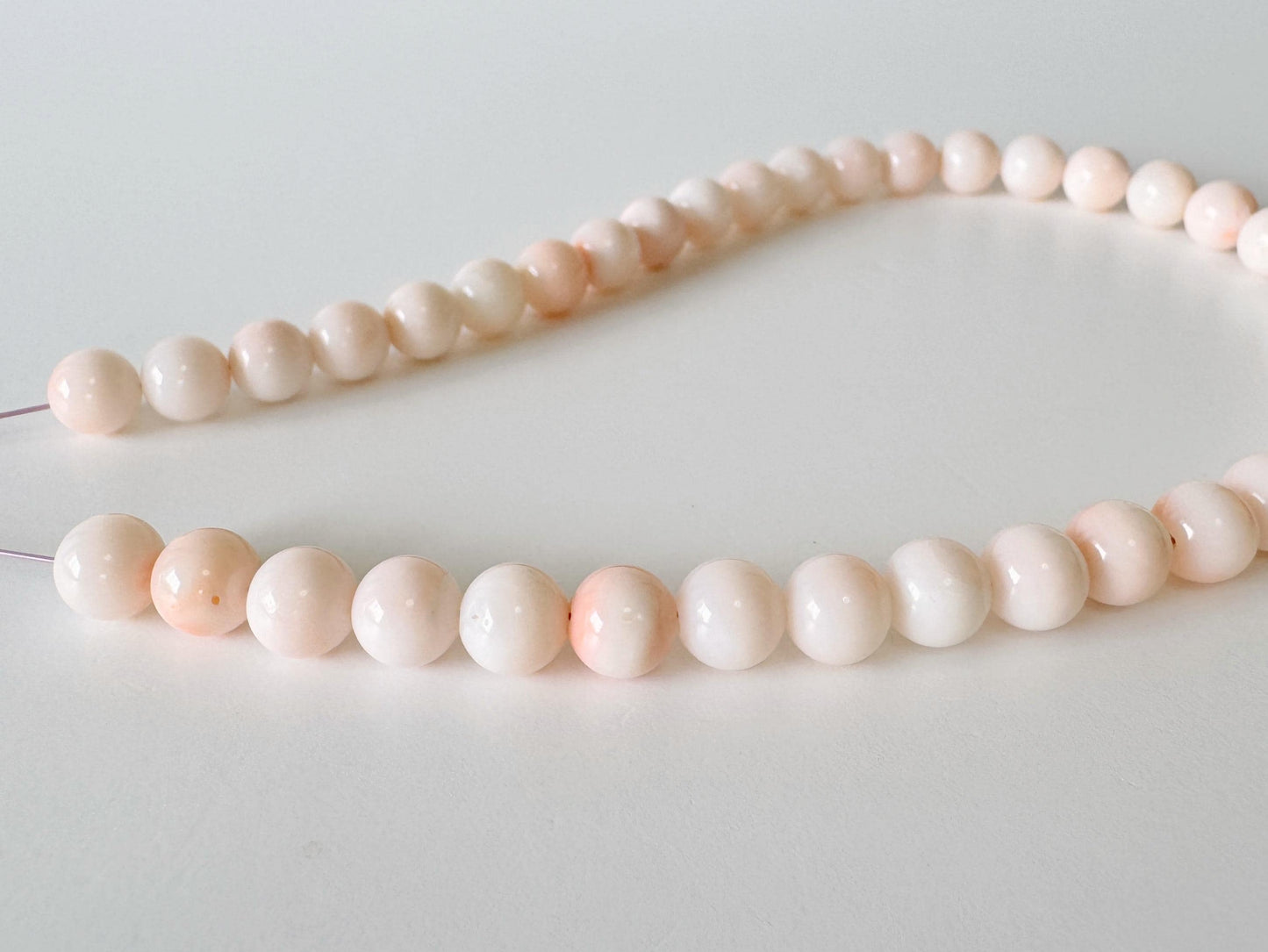 Pink Coral Short Strand Beads Natural (Miss Coral) 6.7-6.9mm Round (25cm Length, Jewelry Supplies)