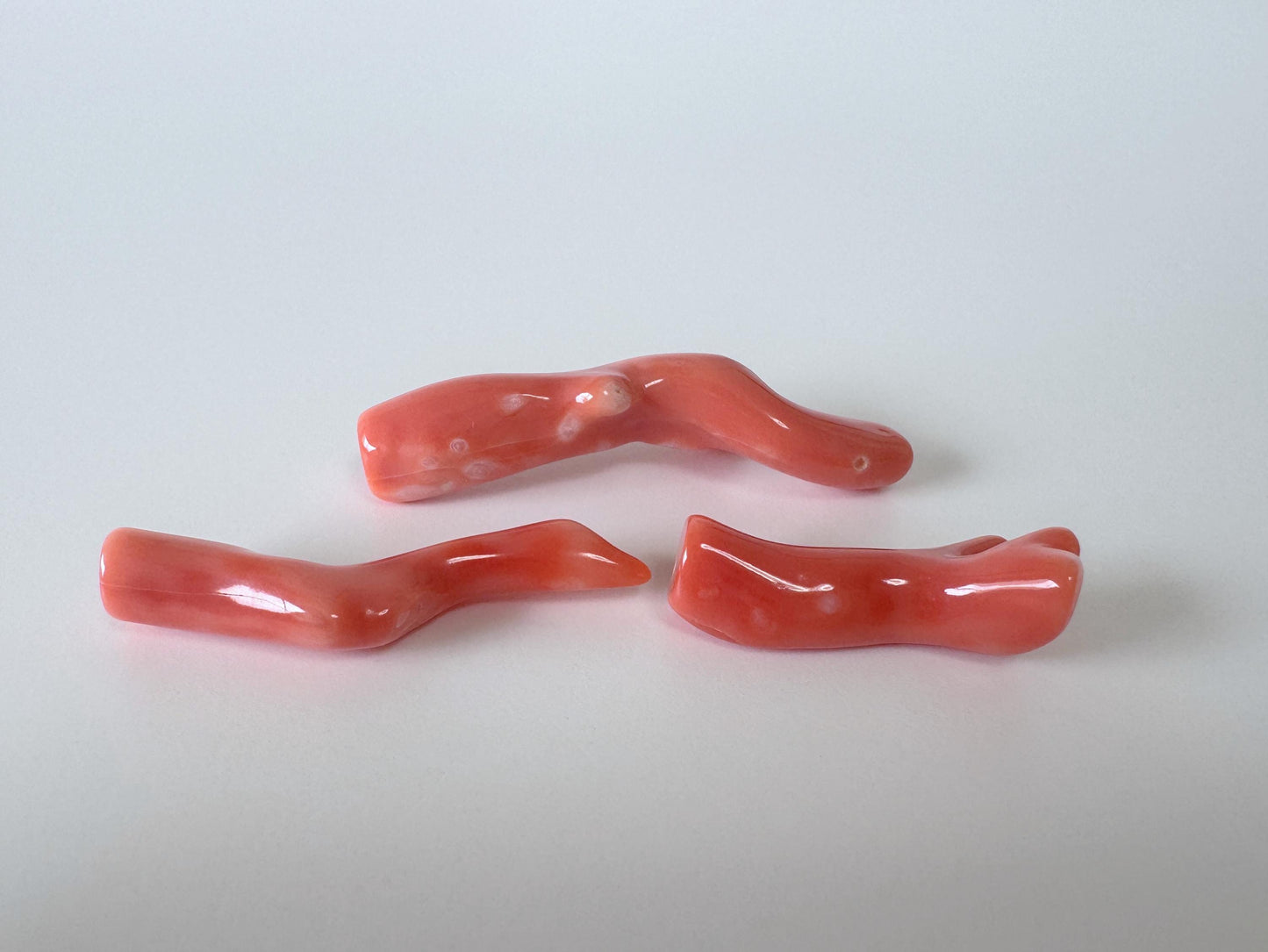 Natural Coral Branch Set: Deep Sea Coral, Orange Pink Craft Supplies (3 Pieces, Hole Drilled, 20-40mm Size)