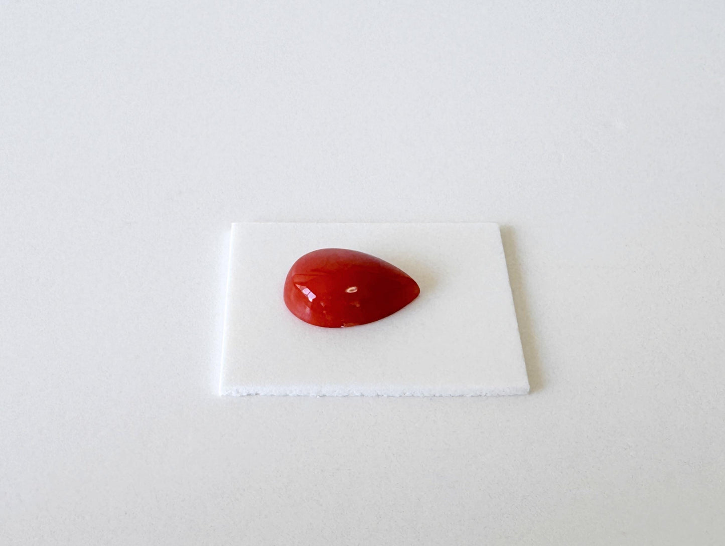 Red Coral Cabochon, Japanese Aka Coral Pear Gemstone Loose | 11.7X8.2Mm | Jewelry Making Supplies, Drilled Back