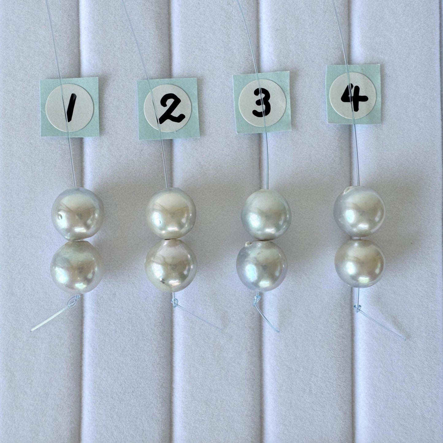 Japanese Akoya Pearl Beads Natural Blue Silver, Cultured Saltwater (8-8.5mm, Mini Strand, Genuine Jewelry Supplies), 2 Pcs