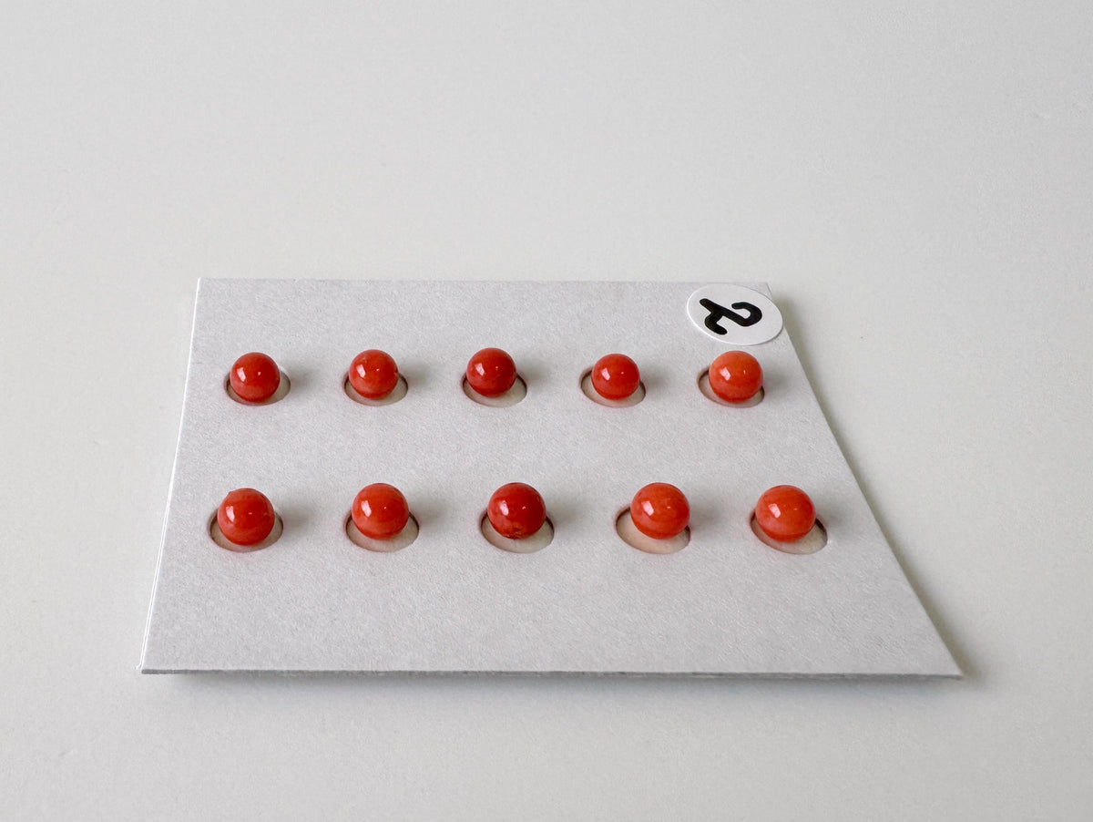 Mediterranean Red Coral Round Loose: Natural Gemstone Beads for Jewelry Making (3.7-4mm, Half-Drilled Hole, Set of 10)