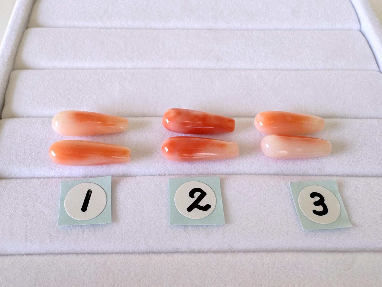 Deep Sea Coral Drop Loose Natural Gemstones, Pink Orange Teardrop (14.5-16mm, Drilled Hole, Pair for Earrings)