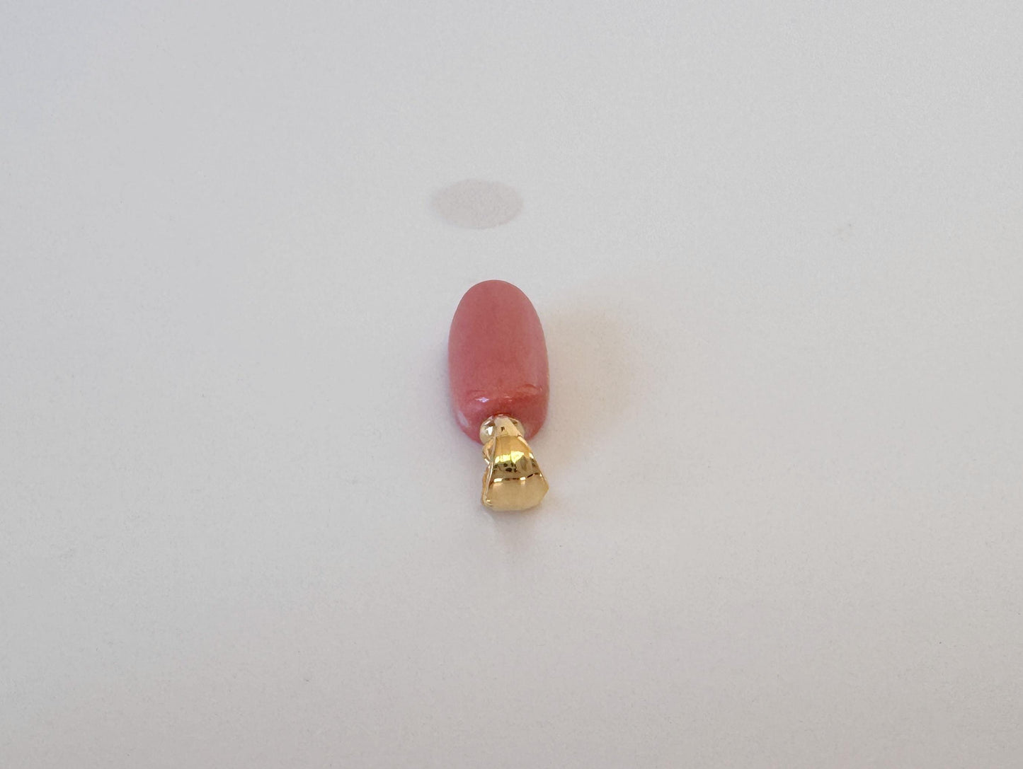 Natural Momo Coral Oval Pendant: Japanese Orange Coral, Gold-Plated Silver Bail