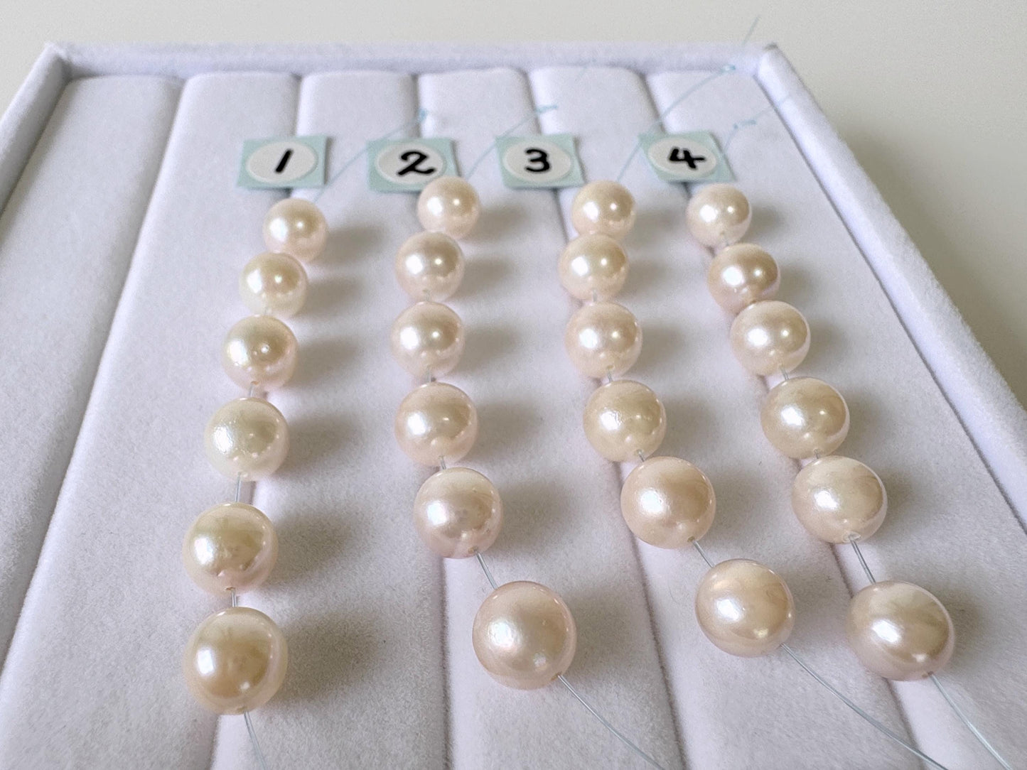 Akoya Pearl Beads Japanese Cultured, White Pink Overtone (Round 6.5-7mm, Saltwater, Mini Strand, 6 Pieces)